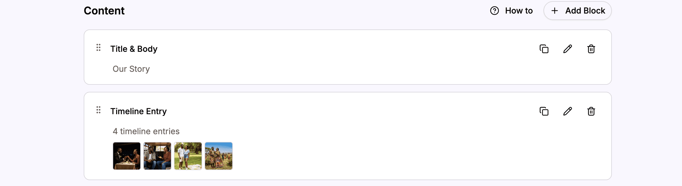 Dragging a block to a new position
