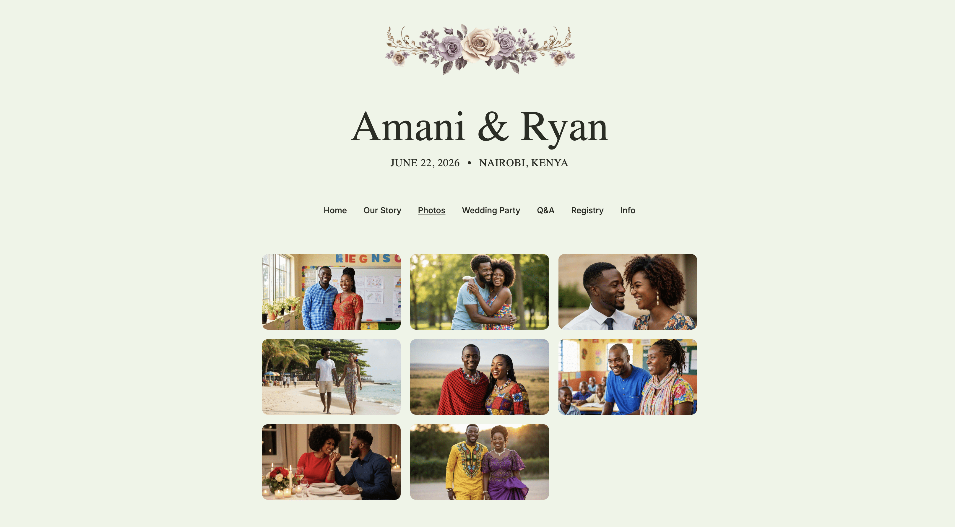 Gallery grid on the live website