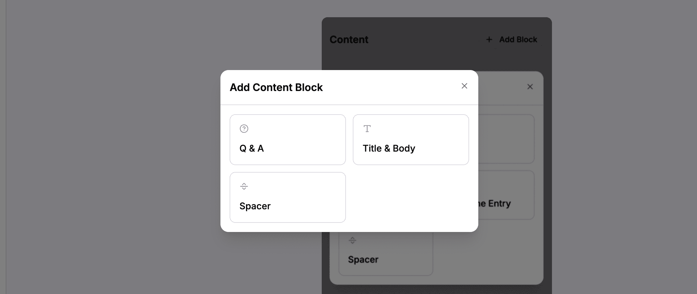 Selecting Q&A from the block options