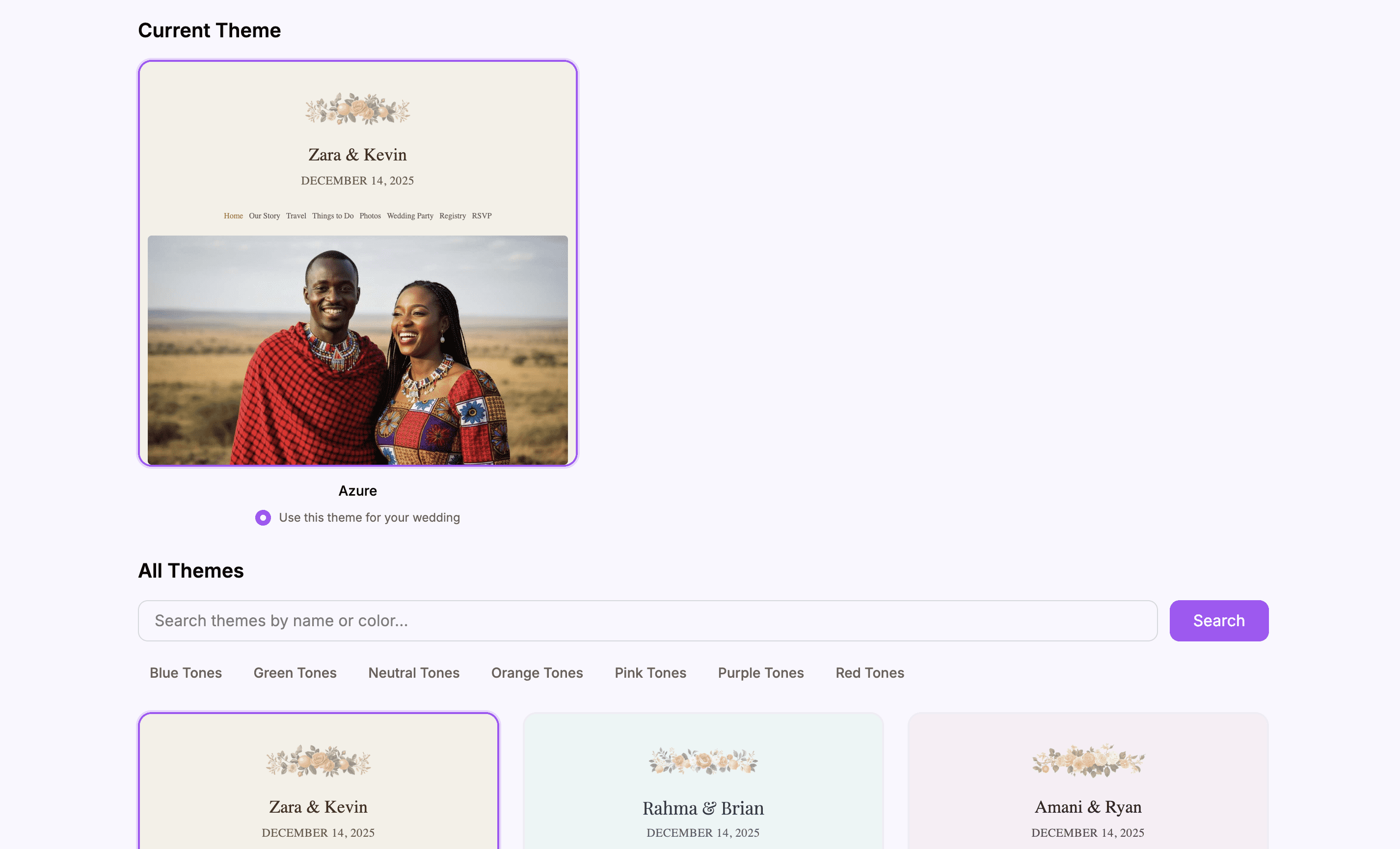 Selected theme with checkmark indicator