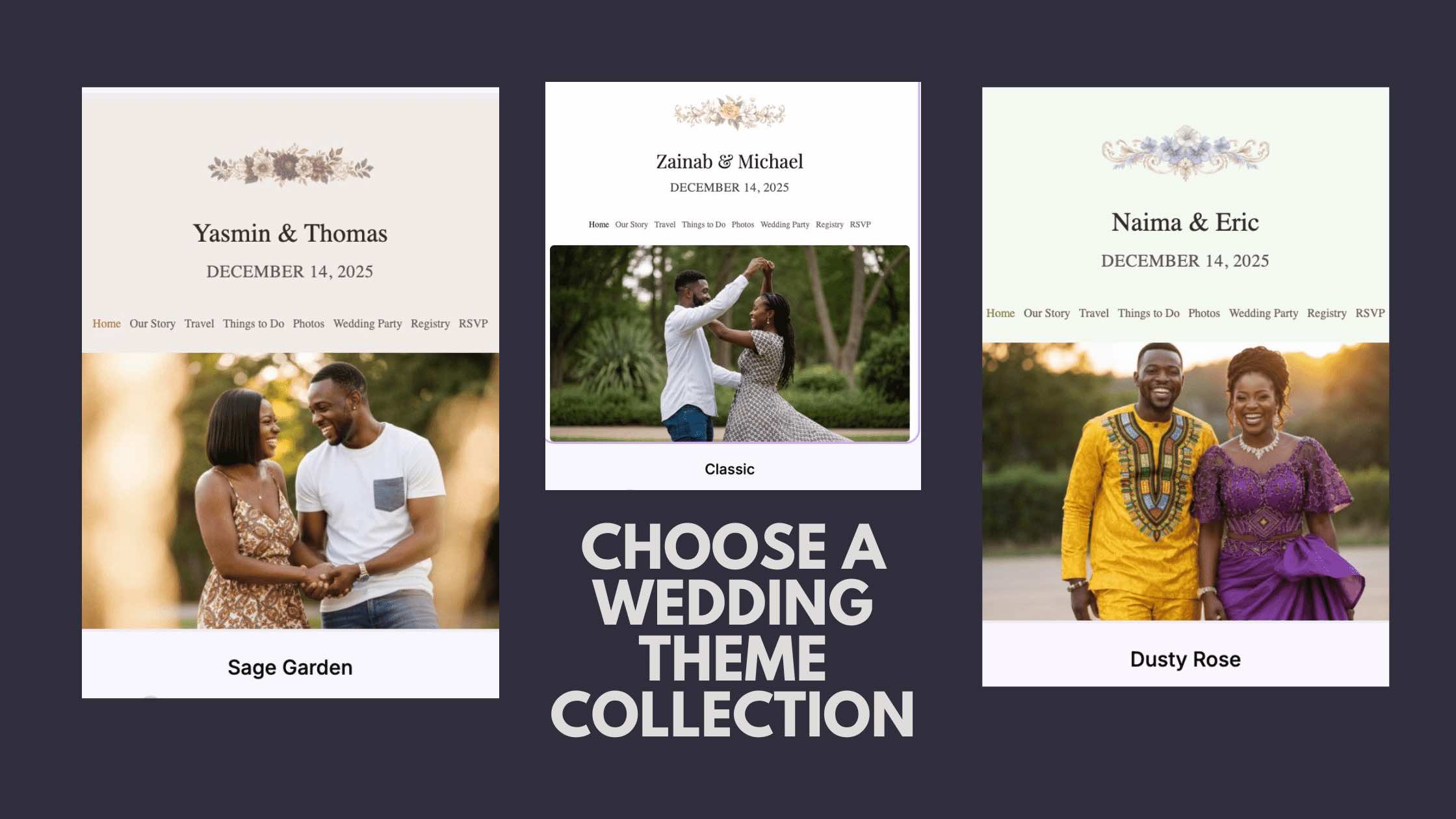 How to Choose a Theme and Set a Password for Your Wedding Website