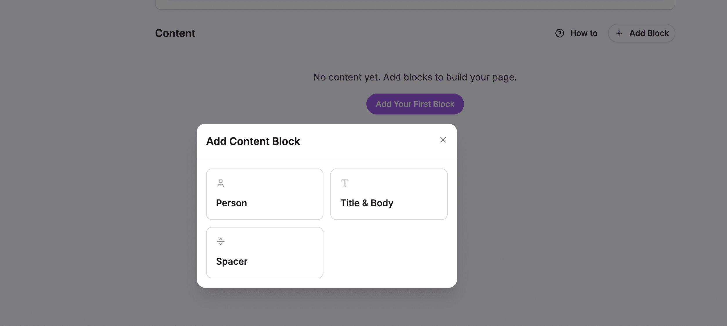 Selecting Person from the block options