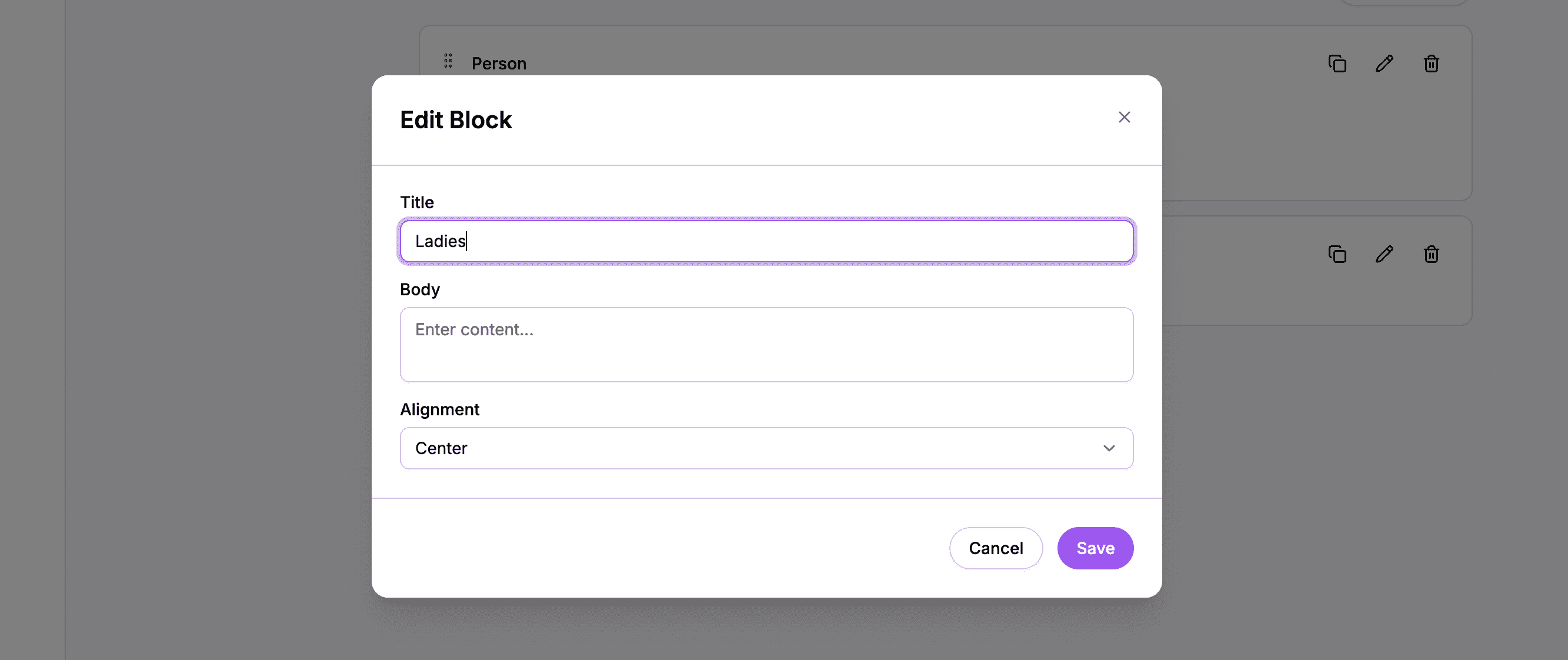 Title block used as a section header