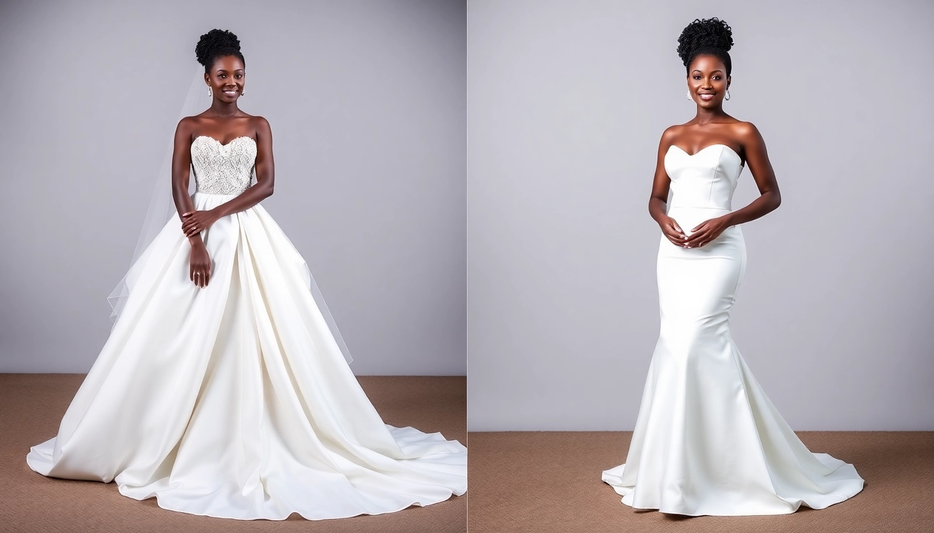 Convertible wedding dress with detachable elements
