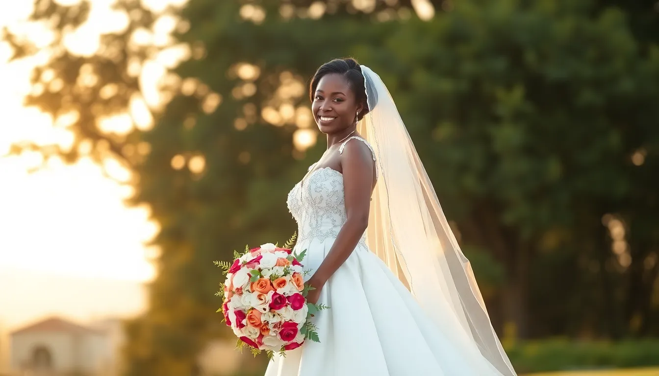 Bride in wedding dress on wedding day