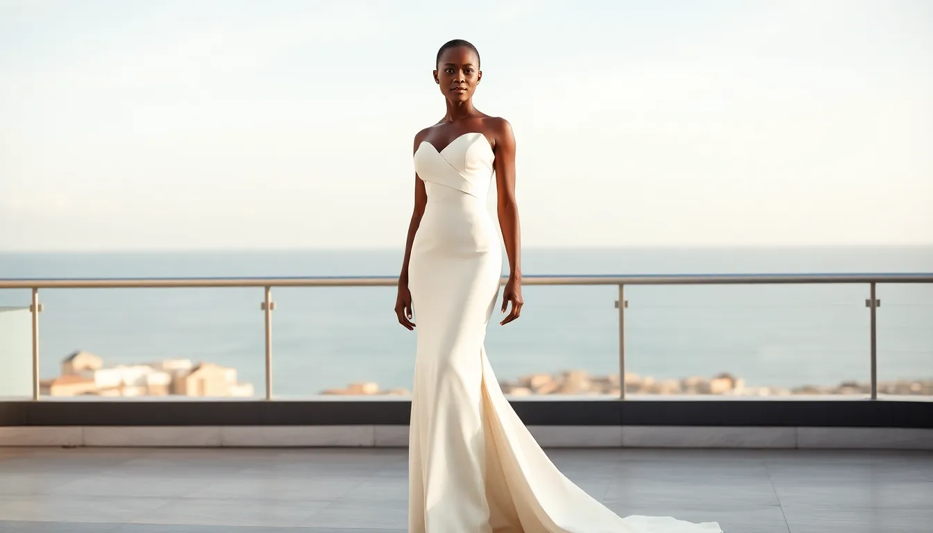 Sheath column wedding dress