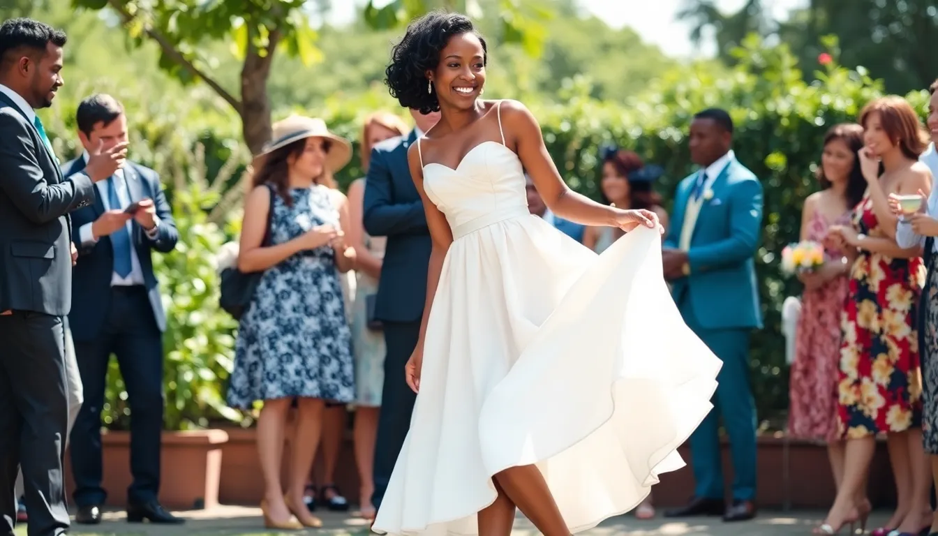 Tea-length midi wedding dress